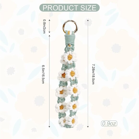 Boho Macrame Keychain Wristlet Keychain Weave Exquisite Keyring Holder Bracelet - Picture 3 of 7